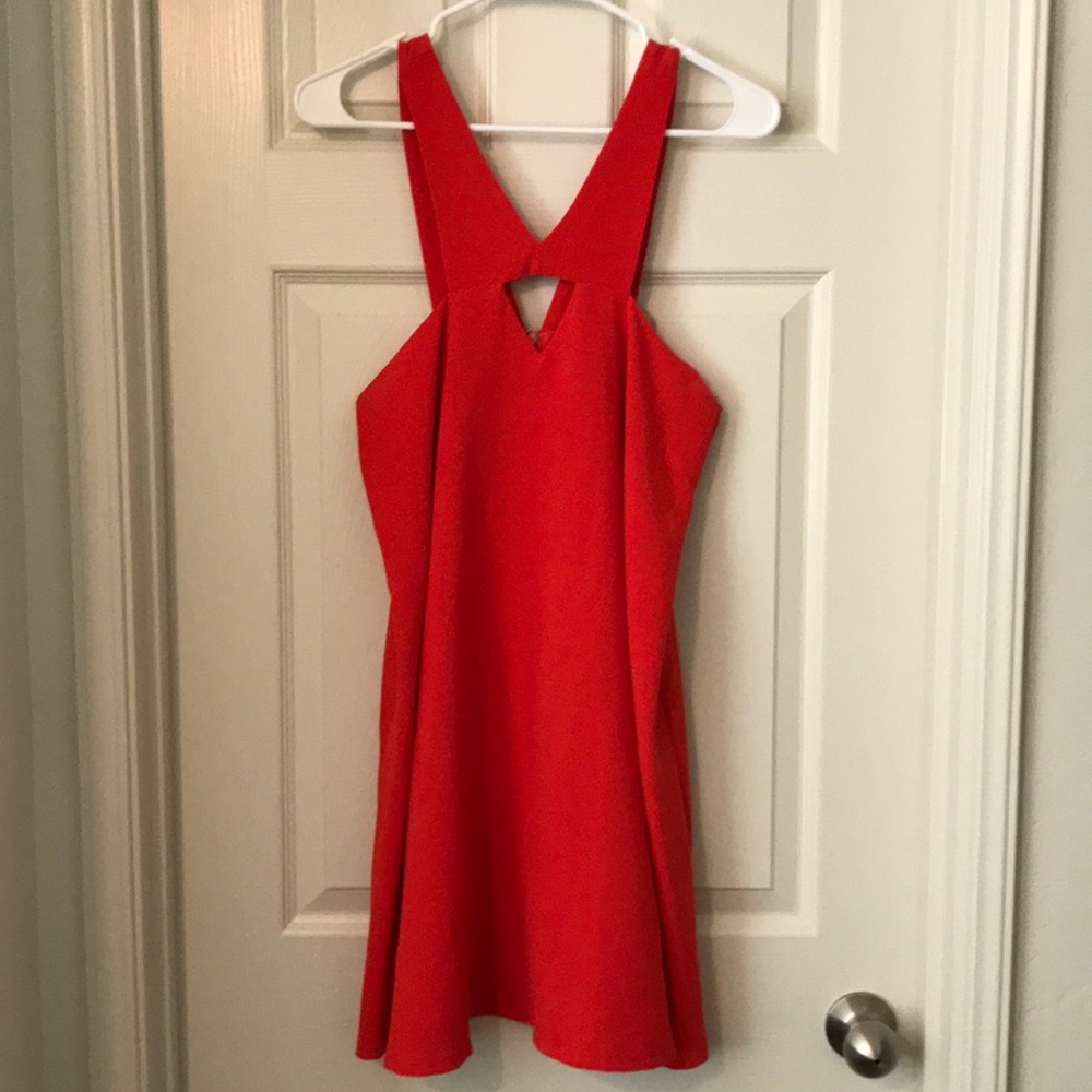 Red dress with keyhole detail